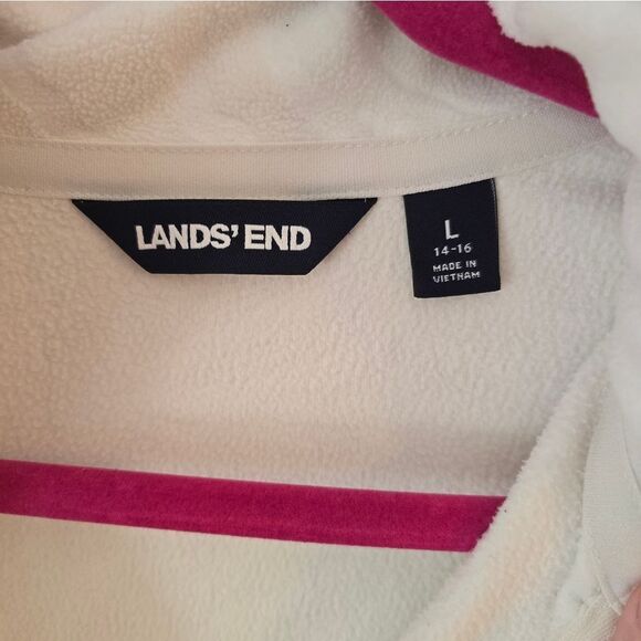 Lands' End White Fleece Pullover - Picture 4 of 5